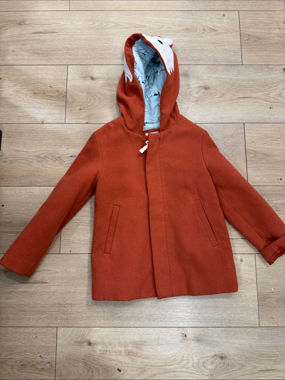 Cat & Jack Rust Orange Hooded Pea Coat with Lined Hood
